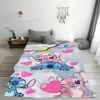 1PC Stitch flannel blankets are comfortable and cute, suitable for all seasons, perfect for living room decoration, sofa deco 3