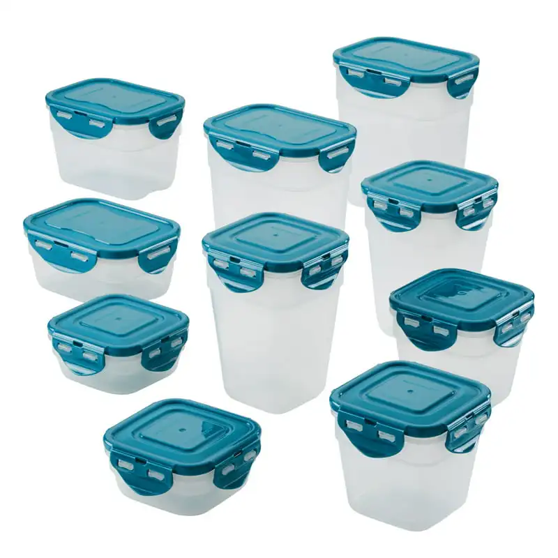 

Stacking Food Storage Container Set, 20-Piece, Teal Lids Musubi Sushi mat Rice shaker Takoyaki maker Sushi maker Sushi maker rol