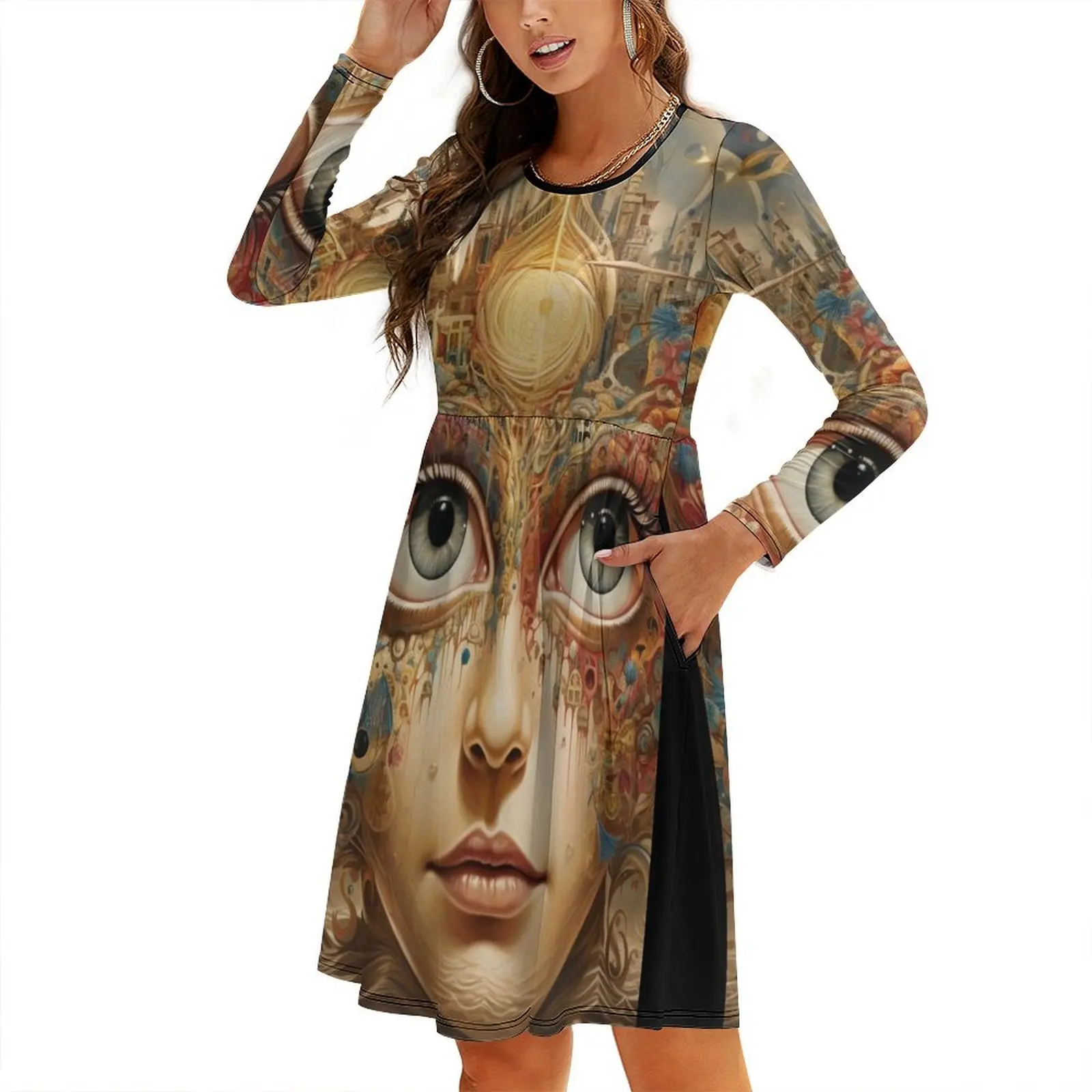 

Inner Vision Round Neck Baggy Dress prom dress ceremony dresses