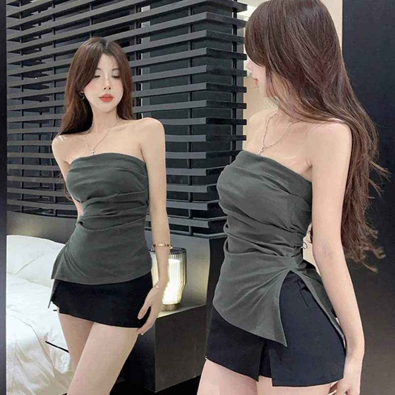 Snuggle Spot Davy Grey Women’s Tube Top | Bandeau Top – Stylish, Stretchable & All Season Ready