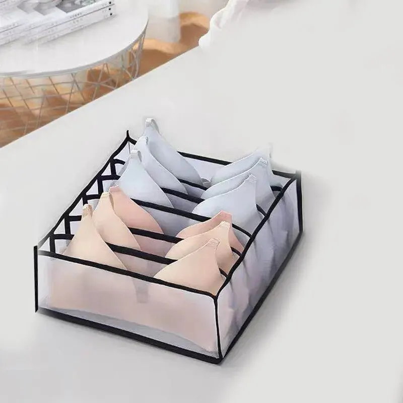Underwear Storage Box Women's Socks Wardrobe Drawer-Type Bra Underwear Thickened Grid Packing Box Mesh Grid storage box underwear storage organizer underwear storage box drawer organizer