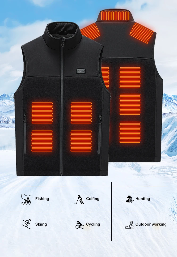 Description Picture 3 of item13 Areas Usb Heated Jacket Electric Heated Vest Heating Vest Heated Bodywarmer Usb Inner Heat Vest Winter Sports Hiking