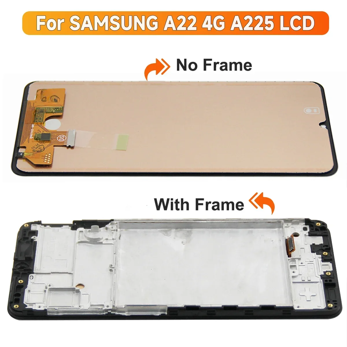 삼성에 적합한 갤럭시 A22 A225 A225F A225F A225F/DS LCD 디스플레이 디지털 터치 스크린, 프레임 어셈블리 포함, 6.4 인치 4G 스크린 교체