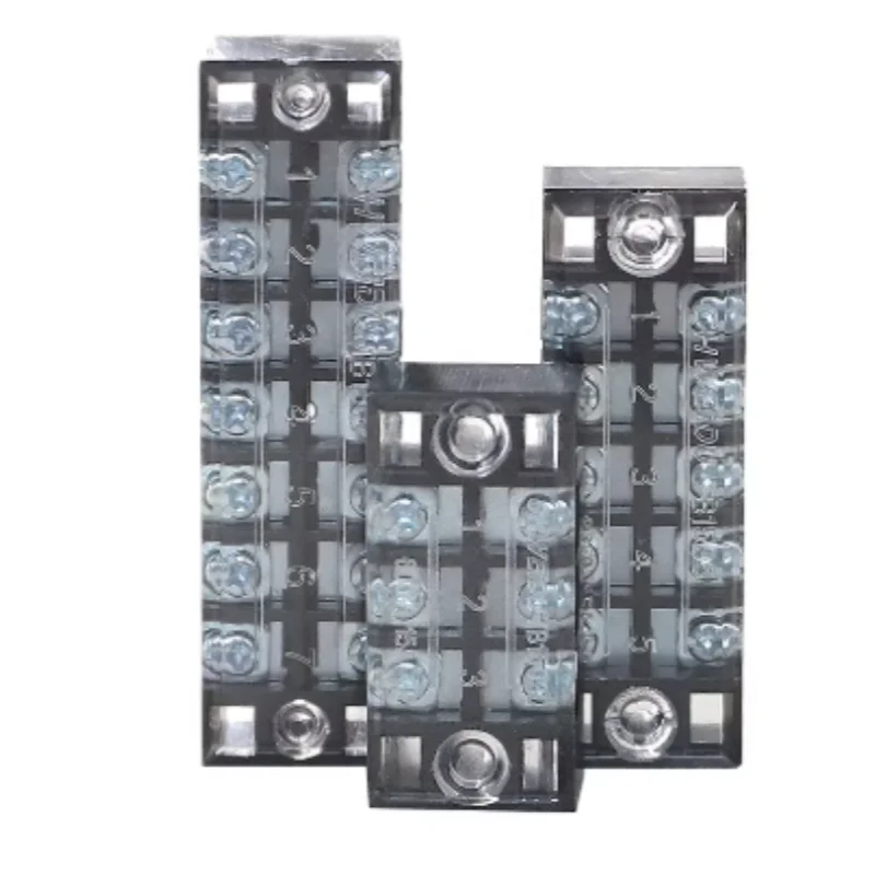 Dual Row Strip Screw Terminal Block Wire Connector, 1 Piece, Fixed Wiring Board, 15A/25A Capacity