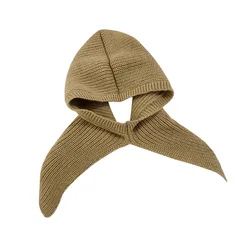 2021 Fashion Solid Winter Knitted Scarf Hood Head Women Warm Snood Neck Collar Shawl Wraps Windproof Sjaals Dames Bufandas Mujer