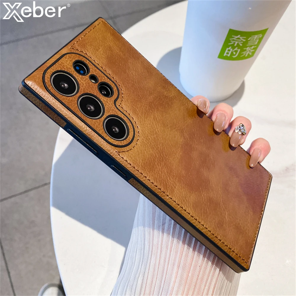 Luxury Matte Retro Leather Case with Camera Protection and Shockproof Soft Bumper – Business Edition