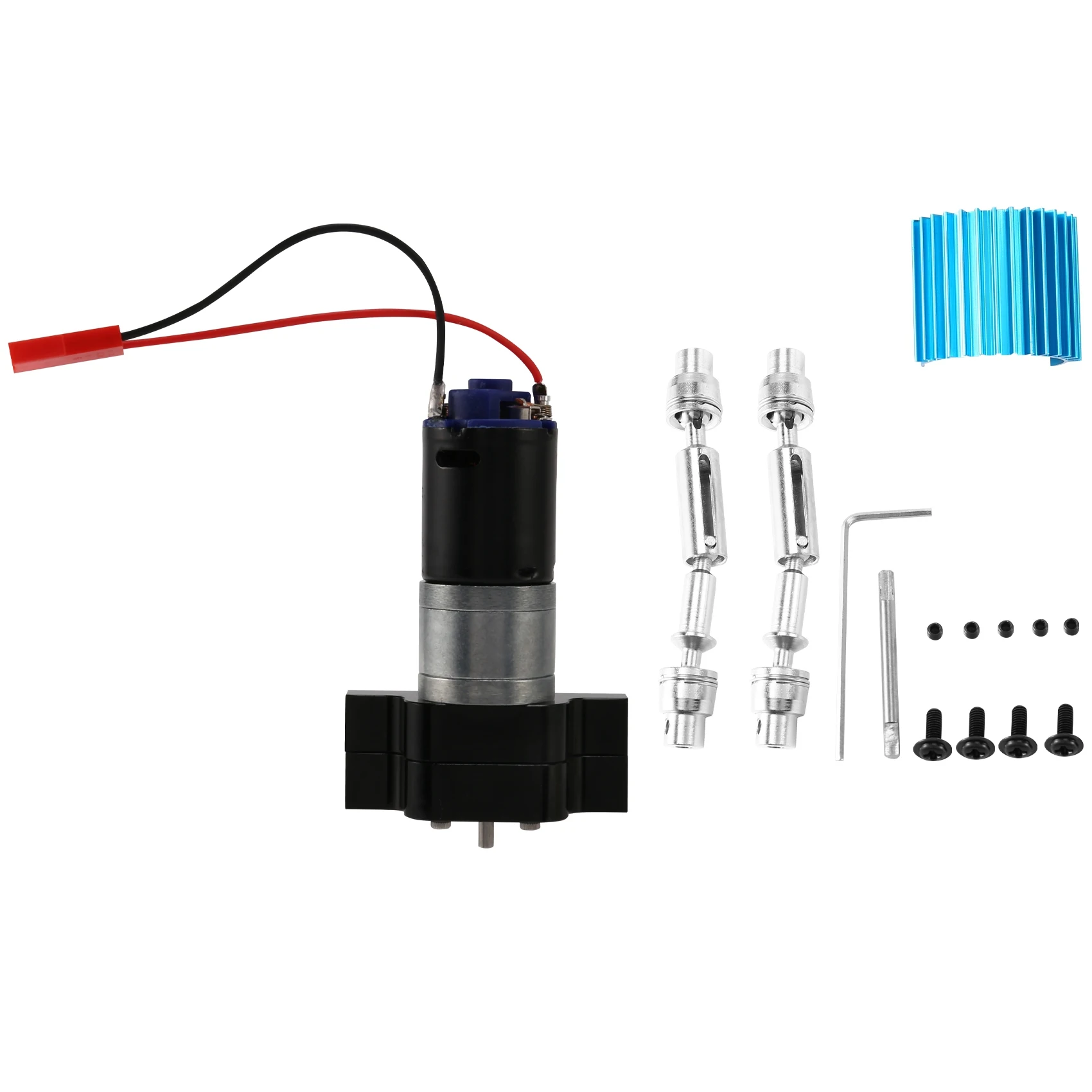 

Metal Transmission Gearbox 370 Motor with Drive Shaft Upgrade Accessories for WPL C14 C24 B24 B36 MN D90 MN99S RC Car,Black