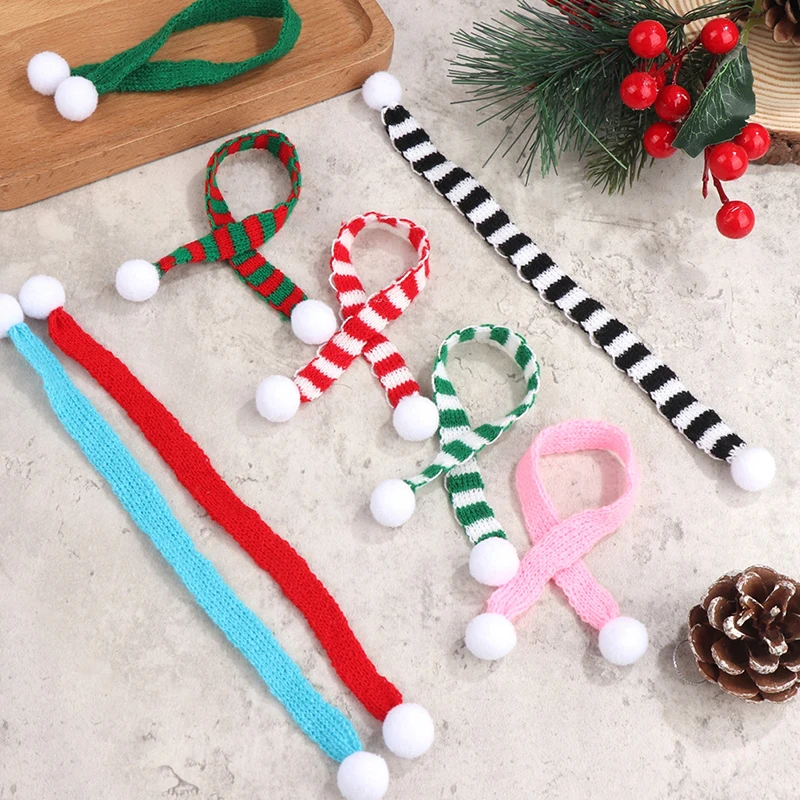 

2Pcs Mini Dolls Christmas Knitting Scarf Doll Headwear Dollhouse Home Scene Decor Accessories Small Pet Costume Dress Up
