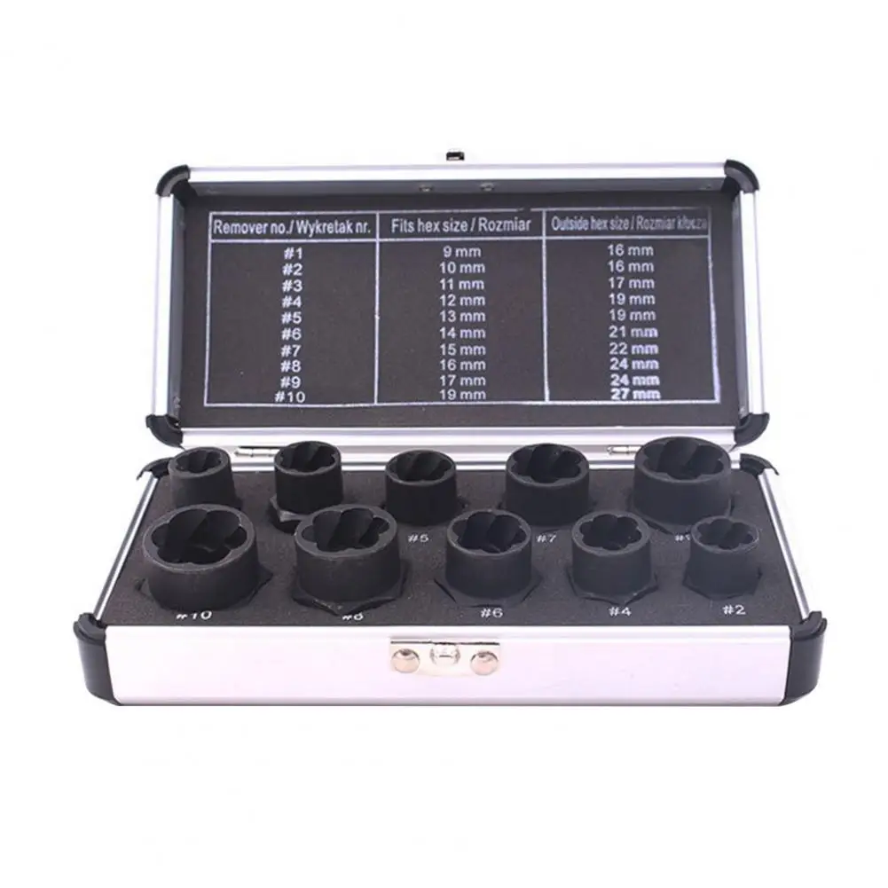 Sturdy 10pcs Reliable Damaged Bolt Nut Screw Extractor Compact Broken