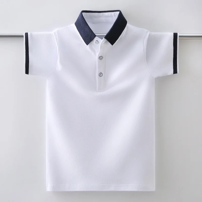 

Boys School Uniform Polo Shirt Fashion Stand Collar Design Kids Casual Short Sleeve Tops For Children's Age 5-15 Years Clothes