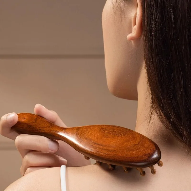 Wooden Therapy Massage Comb Scalp Head Massager Multi-Functional Natural Sandalwood Hair Brush Guasha Scraping Body Massage Tool