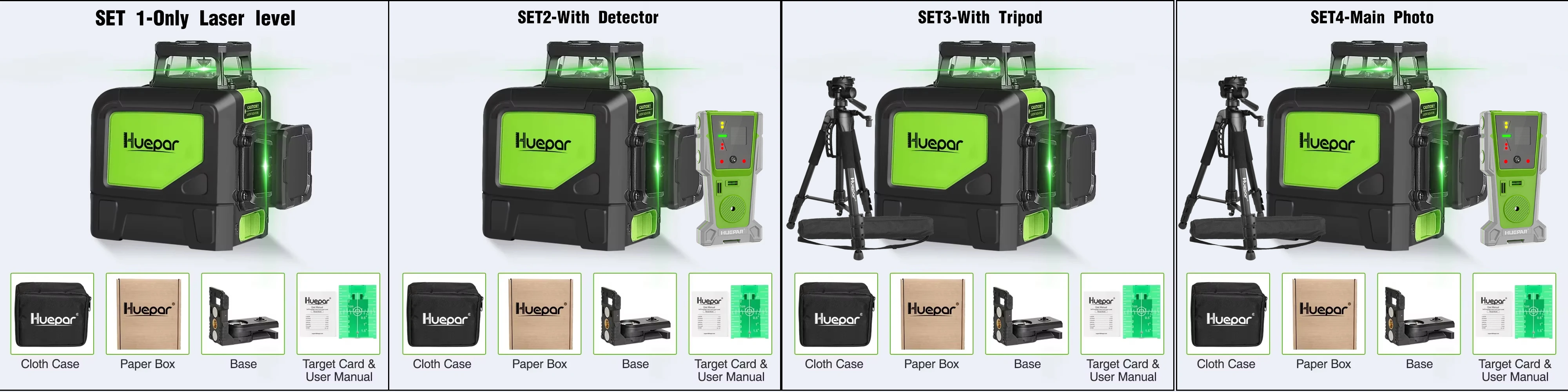 8-Line 2D Green Beam Self-Leveling Cross Line Laser Level Kit with Tripod or Rec