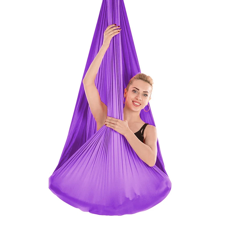 Hamaca de Yoga de seda aérea de nailon para gimnasio en casa, 4x2,8 m, inversión antigravedad, cinturón de Yoga, Pilates, moldeador de cuerpo