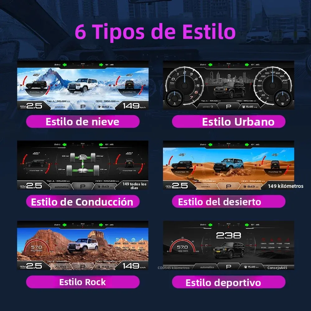 Grupo de instrumentos digitales LCD para Toyota Prado 2004-2009, velocímetro, Panel de instrumentos virtuales, tablero de cabina de 12,3 pulgadas 3