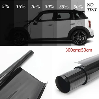 50*300cm Black Car Window Flim Static Cling Privacy Sun Blocking Anti UV Window Tint Opaque Window Film For Car Bedroom Restroom 1