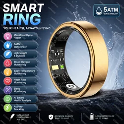 Smart Health Tracker Ring with HRV, SpO2, Temperature, and Sleep Monitoring - 8 (Gold)