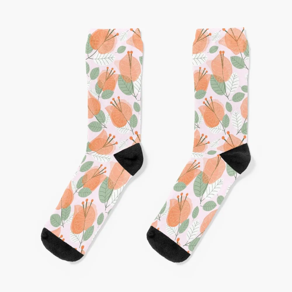 Bougainvillea Orange Socks designer socks Running socks New year's socks Boy Socks Women's