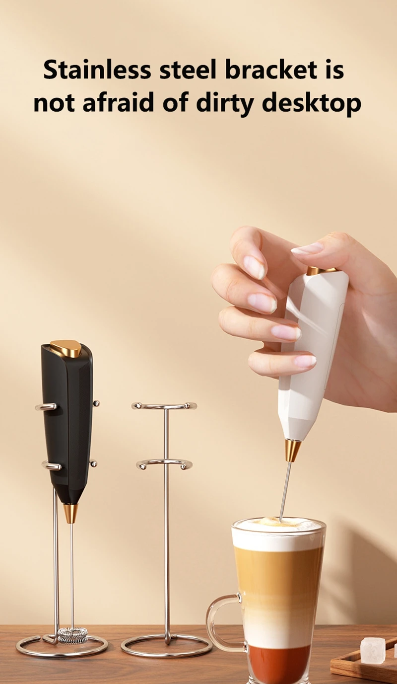 Wireless Milk Frother - Electric Handheld Foam Maker | USB Rechargeable 15s Fast Frothing