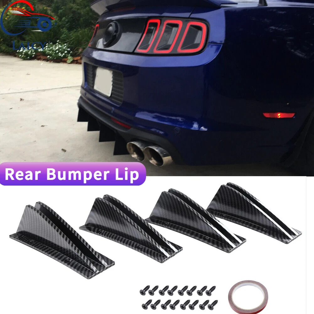 

LAICY For Ford Mustang GT 2005-2021 Car Rear Diffuser Lower Bumper 4-Fins Spoiler Splitter Chin Lips Car Protector Guard Cover