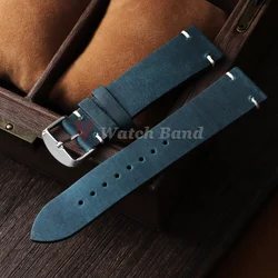 Versatile Multi - Size Watch Band Strap with Pin Buckle - Black and Brown - 22mm (Blue - Silver)