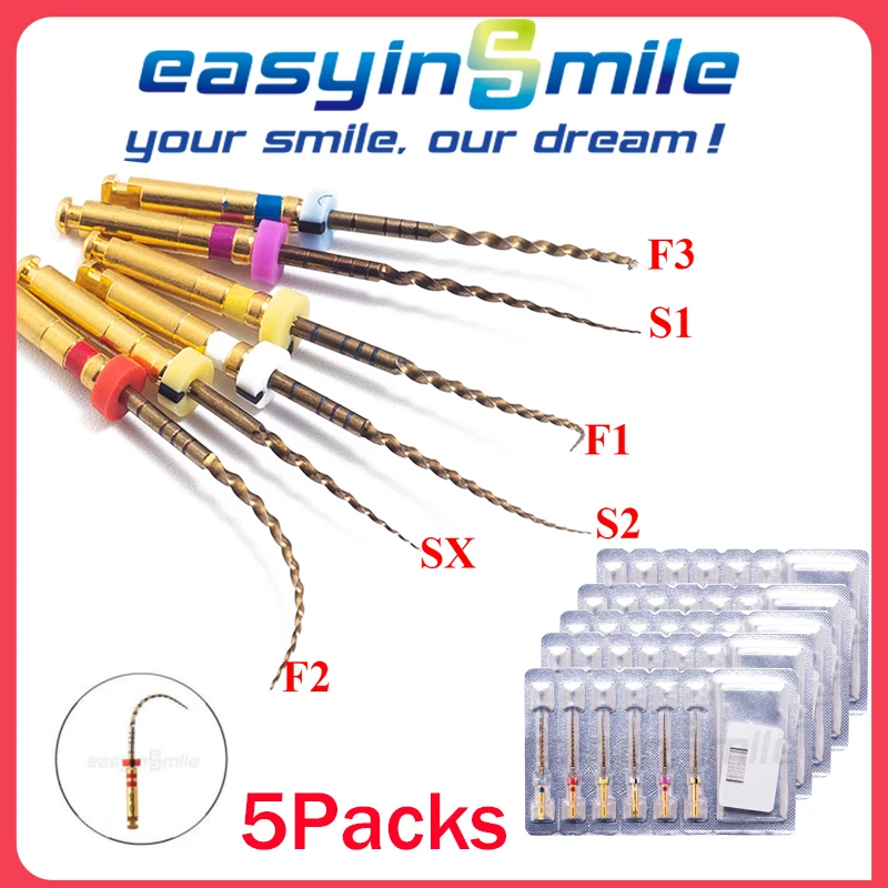 

Easyinsmile 6pcs Endodontic Dental Endo Files Rotary NITI Files X-Pro Gold Taper SX-F3 Engine Tips 21/25/31mm 5Packs