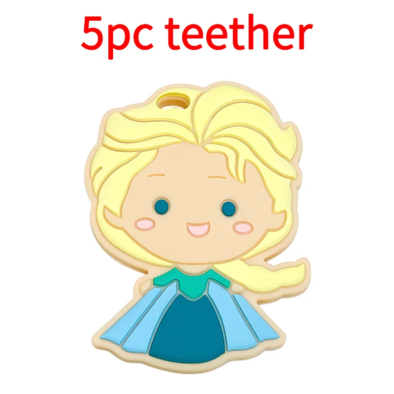 Teething Toys 5pcs Disney Silicone Teether Baby Pacifier Bead Holder Dummy Pacifier Chain Accessories BPA-Free Customized