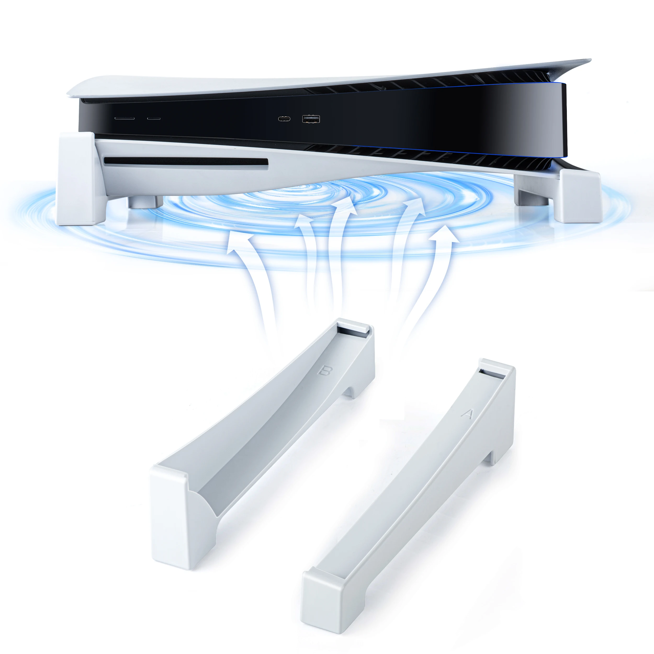 PS5 콘솔용 데스크탑 브래킷, 플레이스테이션 5 디스크 및 디지털 에디션용 수평 게임 콘솔 쿨링 베이스 스탠드 액세서리
