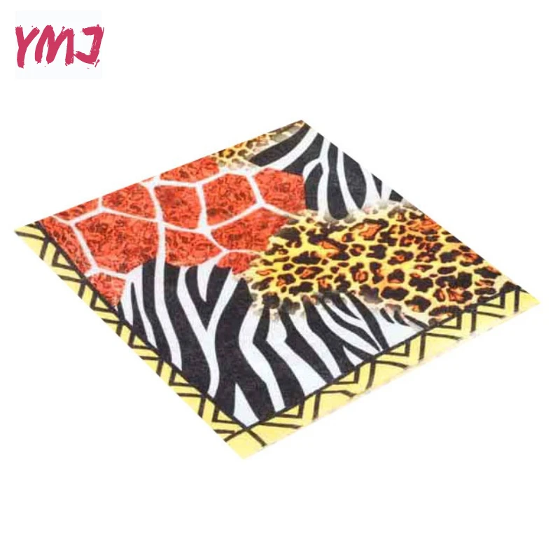 Stampa Leopardata Zebra Print Series Tovagliolo Stampato Tovaglietta Paper Party Wine Glass Paper Cafe Paper Pasta Di Legno 20 Pezzi/Pac 2 Strati 33Cm