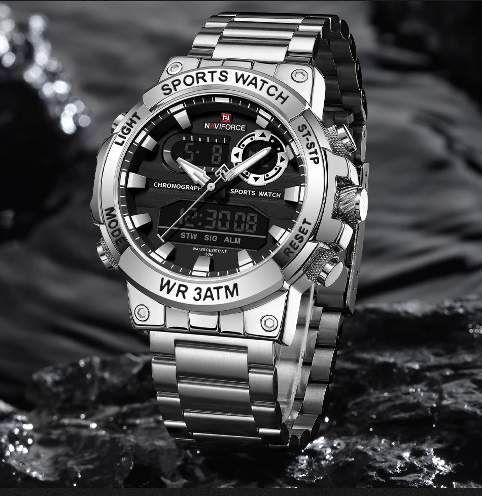 Digital Quartz Watch Men Waterproof Luminous Date Chronograph_voghion.com