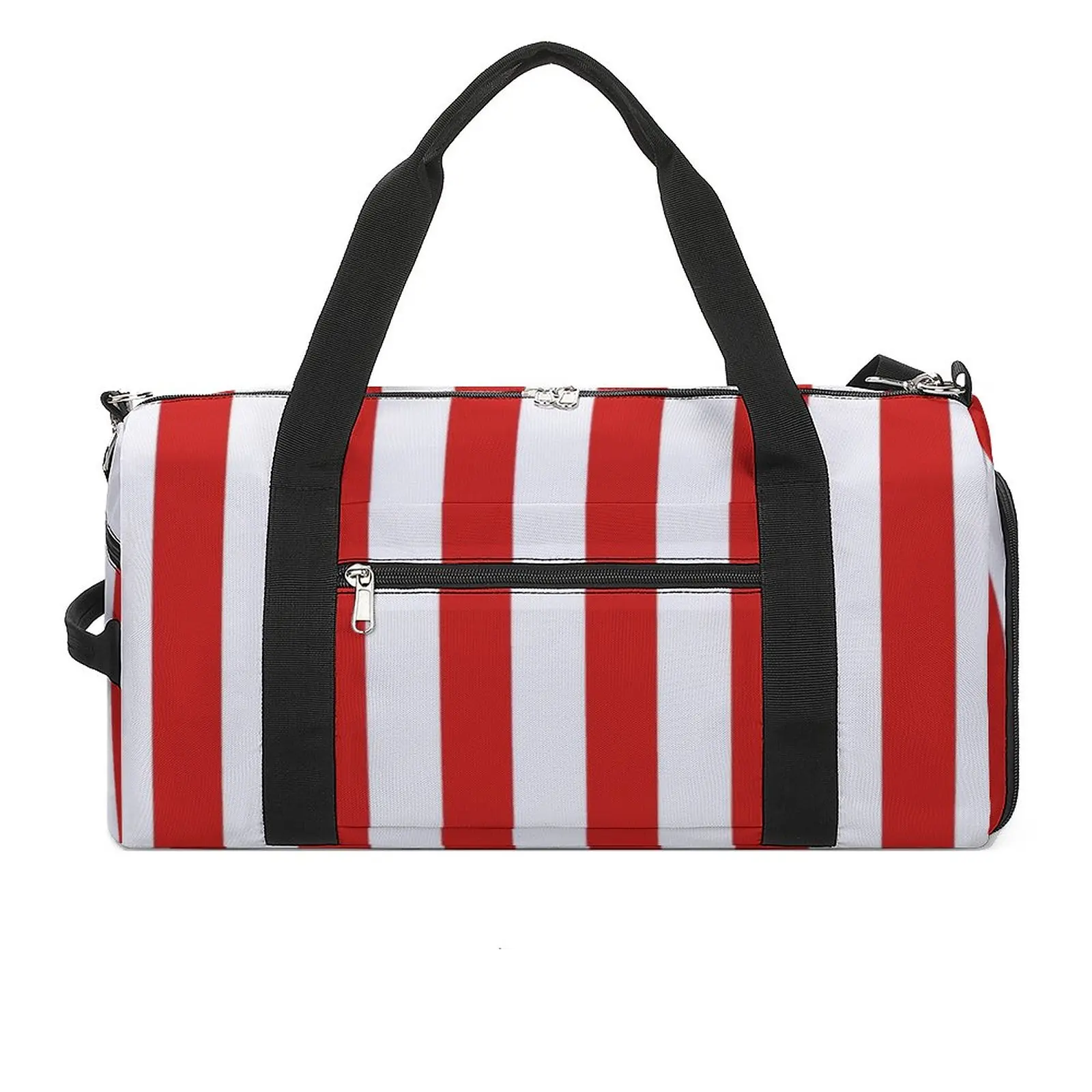 

Red And White Striped Gym Bag Vintage Print Swimming Sports Bags Male Female Custom Large Cute Fitness Bag Oxford Handbags