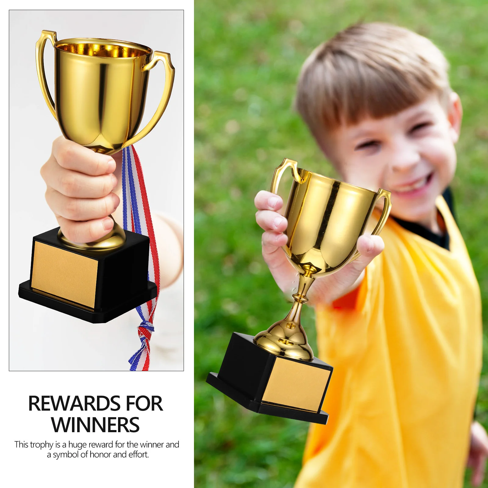 Square Base Gold Trophy Plastic Award Mini Trophies Sports Souvenirs Team Gifts Business Awards Commemorative Cups Victory