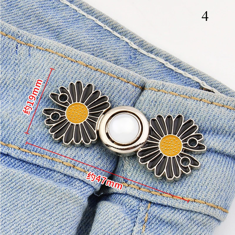 Clip Taille Vêtement 10 Paires D'Épingles à Bouton Daisy Pour Jeans - Ajustateur De Taille Pratique En Or Et Argent épingles Taille