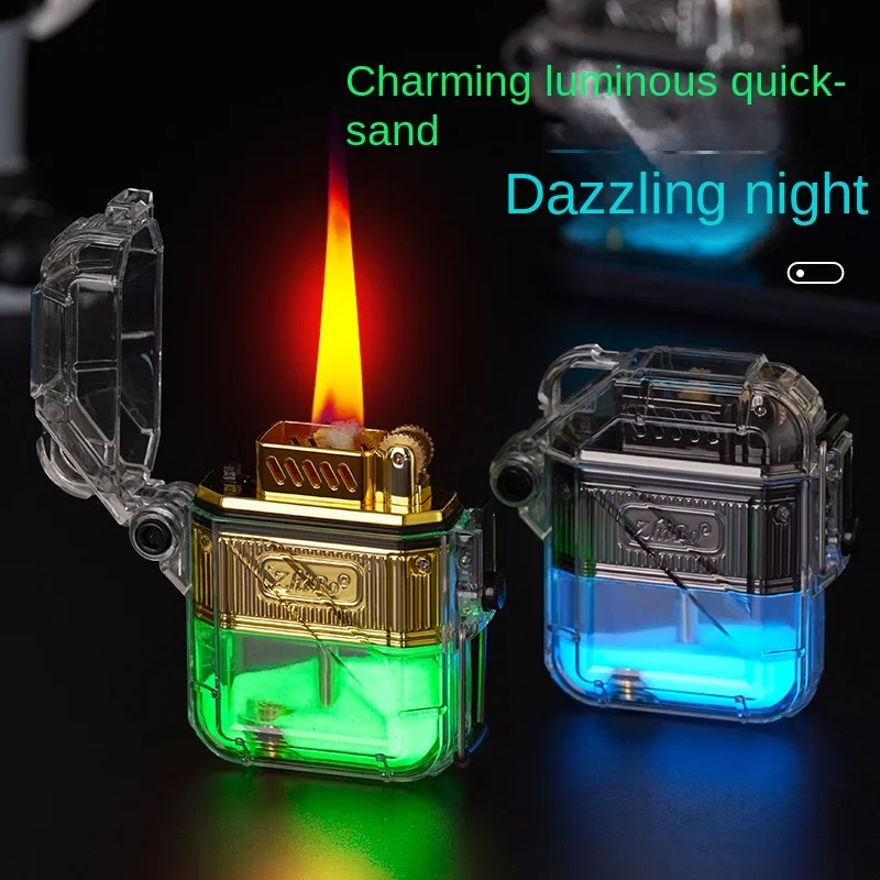 

Transparent luminous quicksand kerosene lighter creative retro kerosene lighter Tiktok hot wholesale