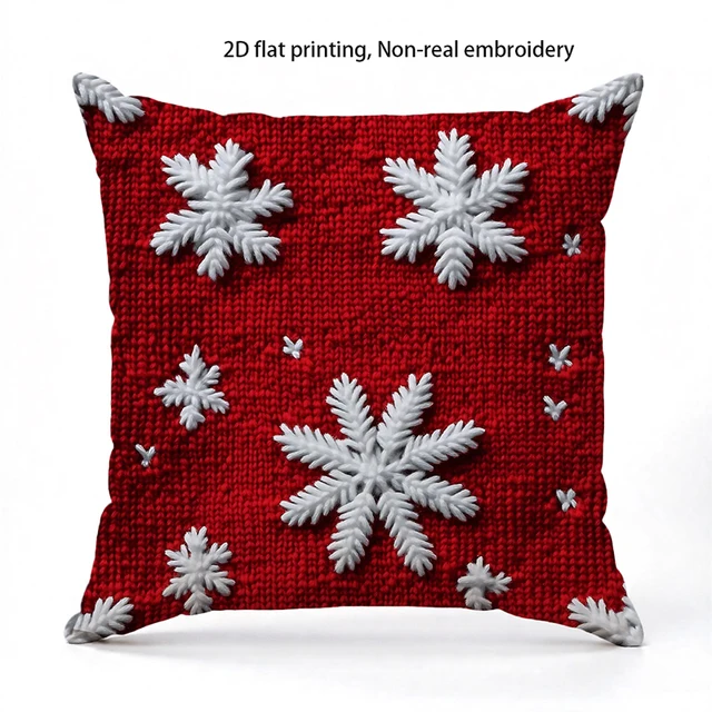 Red Snowflake Pillow Cover 4