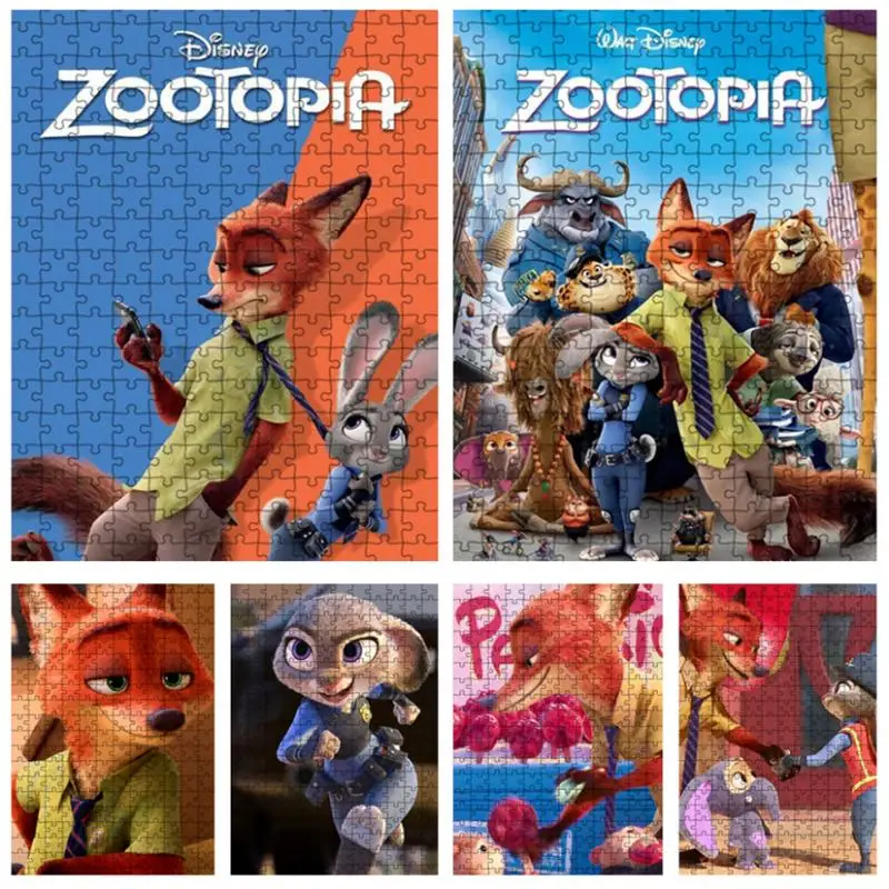 

Disney Movie Zootopia Jigsaw Puzzle 300/500/1000 Pieces Cartoon Paper Puzzle for Children's Handmade Educational Toys Home Decor