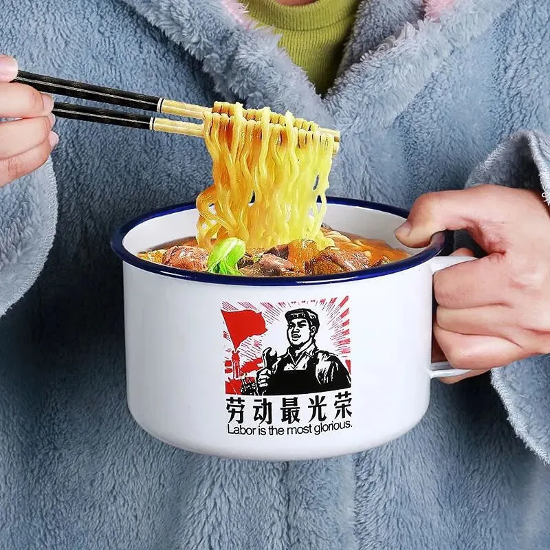 Enamelinstantnoodlebowlwithlidsoupbowlretrooldstylelarge