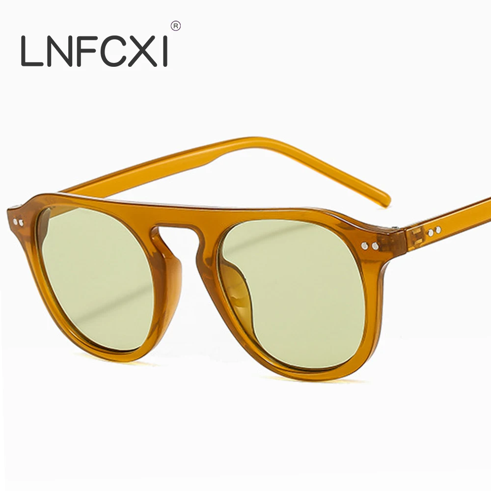 

LNFCXI New Retro Square Rivets Sunglasses Men Fashion Jelly Ocean Orange Shades UV400 Trending Women Sun Glasses
