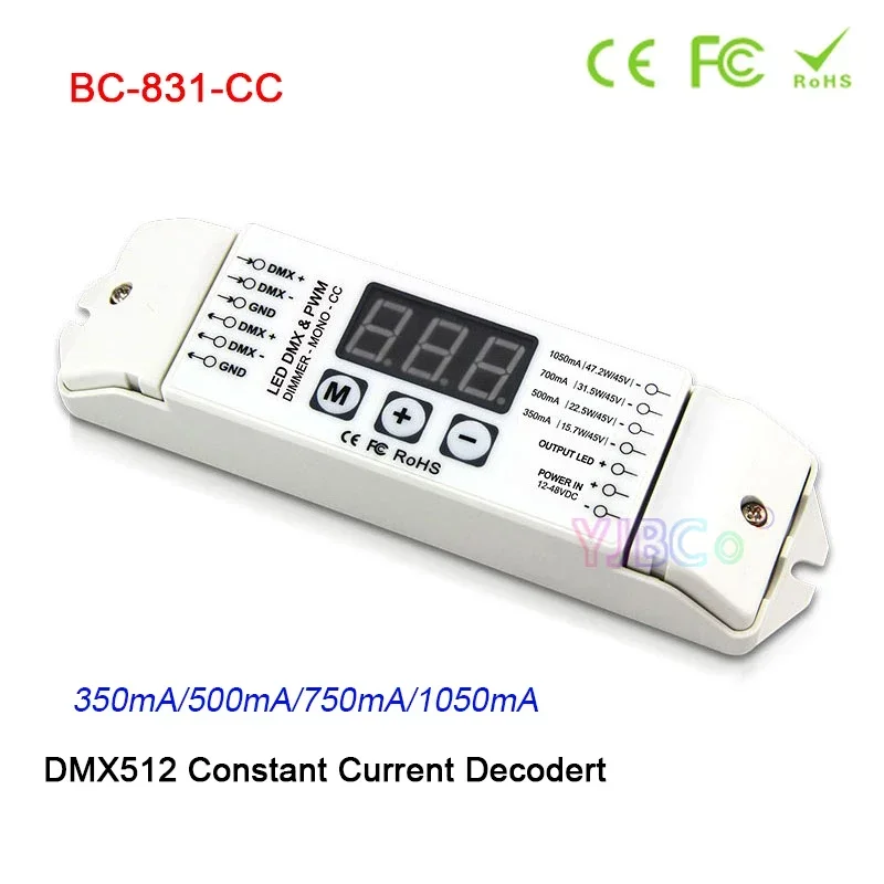 Bincolor 350mA/500mA/750mA/1050mA Single color LED Lamp DMX512 Controller 3-digital-display DMX Constant Current Decoder Dimmer