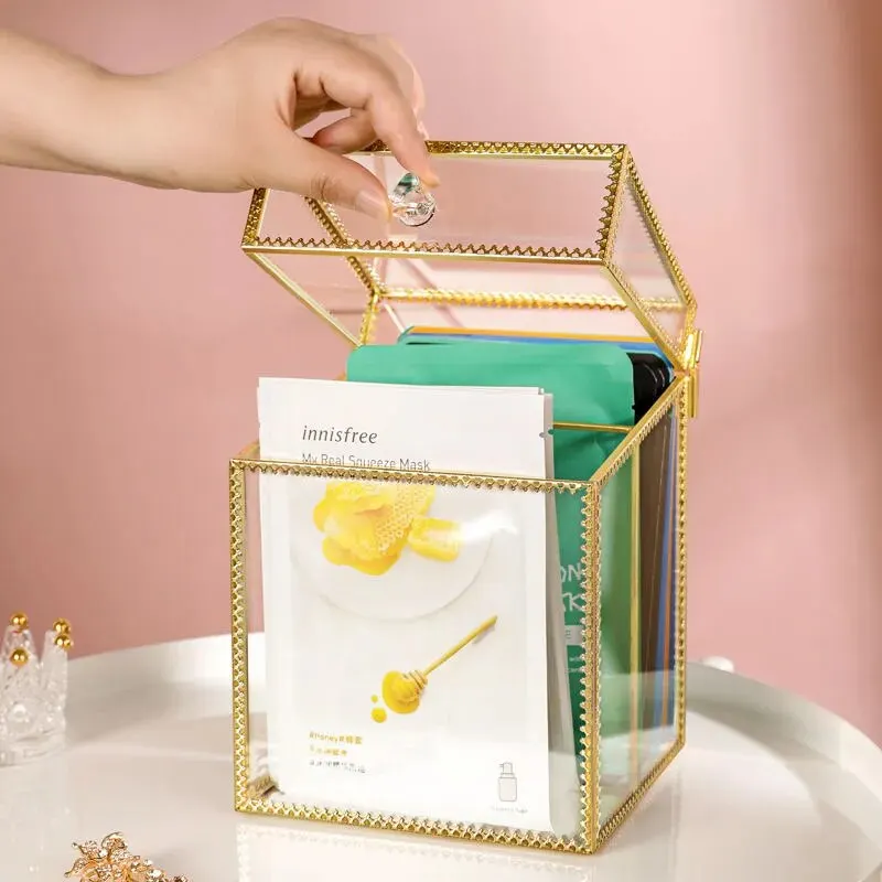 

Женский настольный органайзер для косметики, шкатулка для ювелирных изделий, коробка для хранения косметики, Пылезащитная коробка для маски на лице, держатель для помады