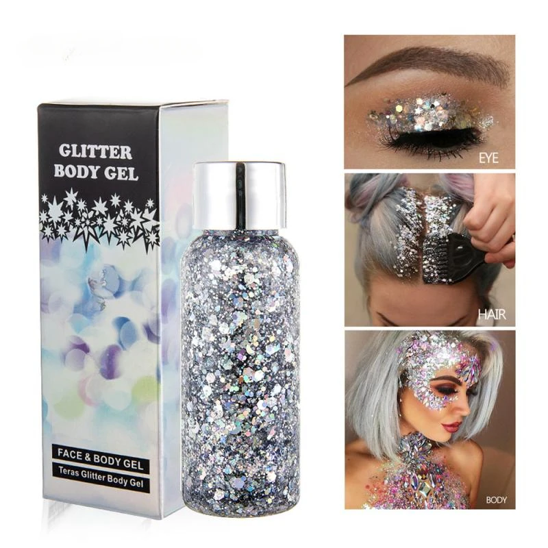 Holographic Mermaid Eye Glitter Nail Hair Body Face Glitter Gel Art Flash Heart Loose Sequins Cream Festival Glitter Decoration 3