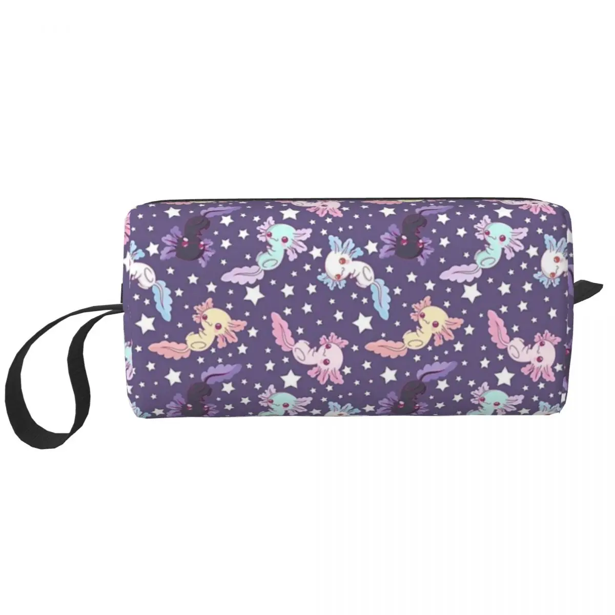 

Kawaii Axolotl Узорчатая сиреневая косметичка, косметичка, органайзер для хранения, набор для Хранения Туалетных принадлежностей, косметичка для женщин, косметичка-карандаш