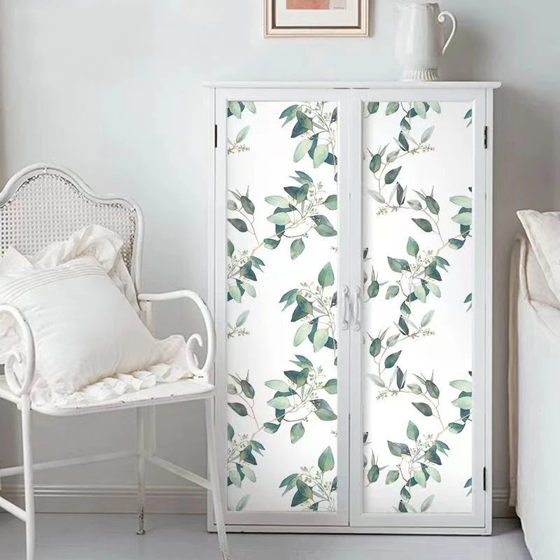 

Removable Vinyl Self-adhesive Green Leaf Wallpaper Waterproof Furniture Renovation Restaurant Wall Decoration