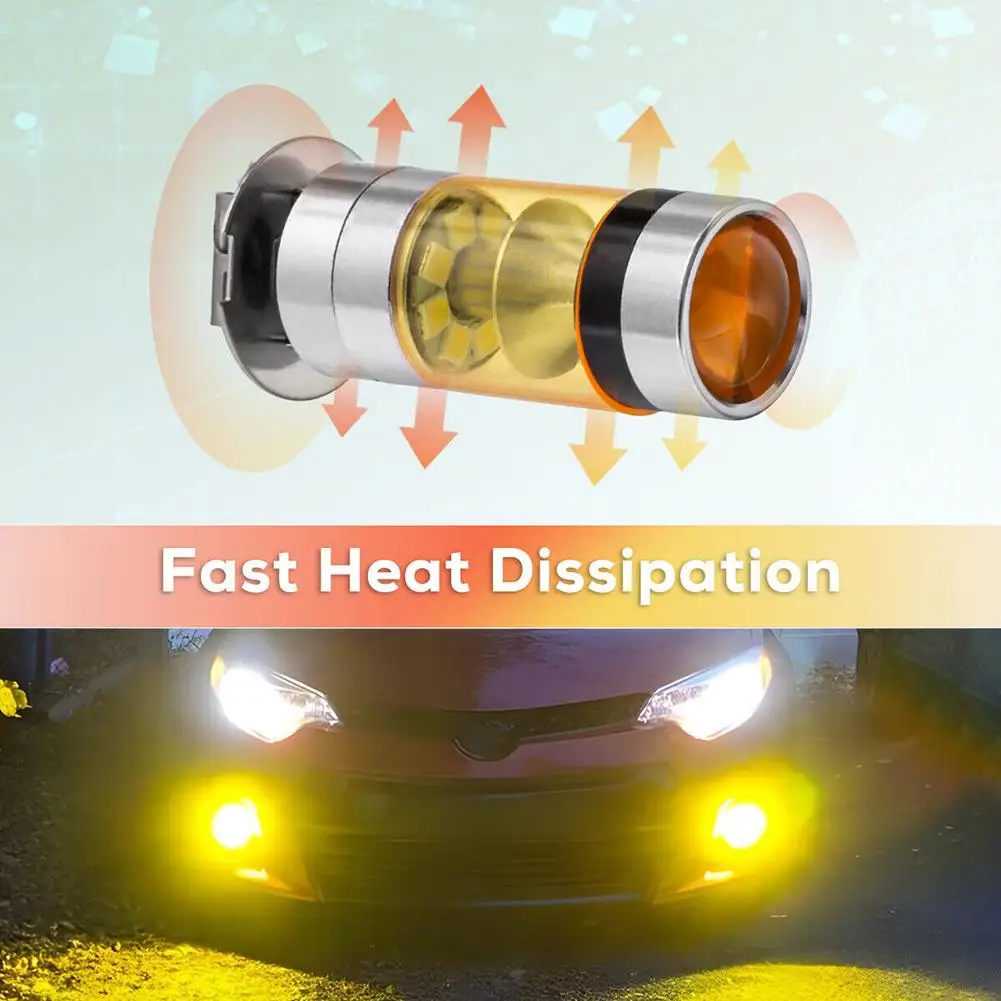 H3 Led Fog Light Bulbs Yellow 4300k 5000lm High Power Super Bright 2 Pack for Drl Fog Light Lamp Replacement H3 Lamp led bulb,led fog light