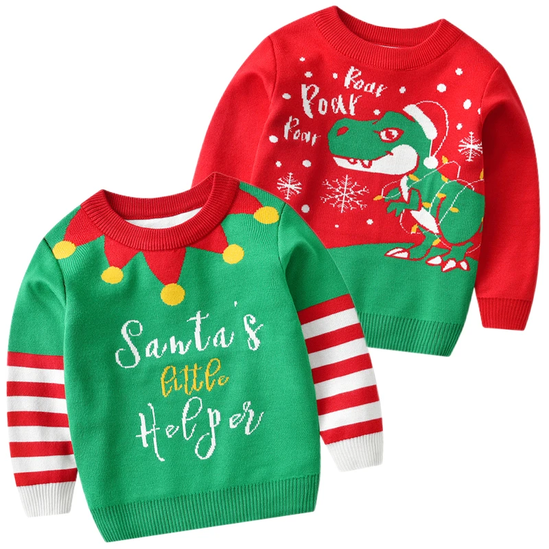 Suéter de punto de dinosaurio de Navidad para niños, ropa de algodón para  niños y niñas, Otoño e Invierno| | - AliExpress