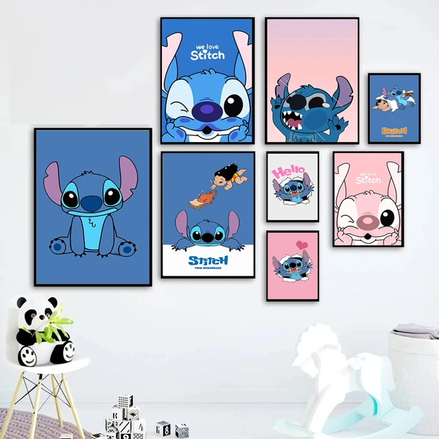 Disney anime lilo & stitch pintura em tela bonito ponto cartazes e