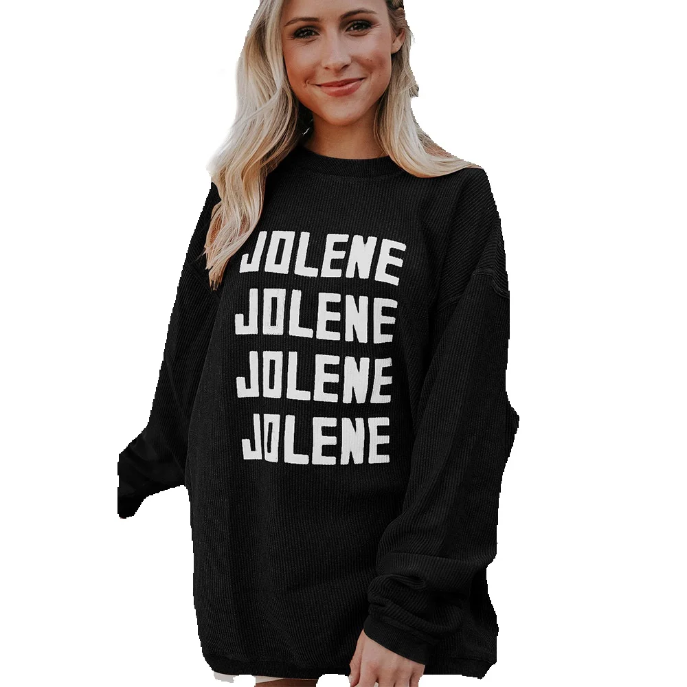 

Shi Ying Letter Printing Simple Hatless Sweatshirt Women's Solid Long Sleeve Underlay 25312934