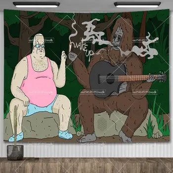 Papier peint The Big Lez Show, Tapisserie murale Anime Sassy The Sasquatch, Décoration de chambre, Tapisseries Mème esthétiques, Décoration d'intérieur 1