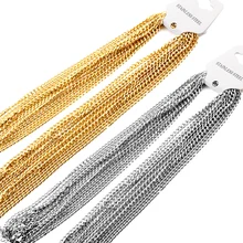 

ASON 10pcs/Lot Steel Gold Color Stainless Steel 3mm Trendy Cuba Link Chains Necklaces Pandent Bulk Sale Accessories Support