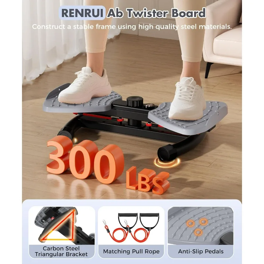 Waist Twister Machine Exercise Fitness Tool, Ab Twister Board with the Smart LED Digital Monitor, 300lbS Capacity & 20dB Ultra-Q