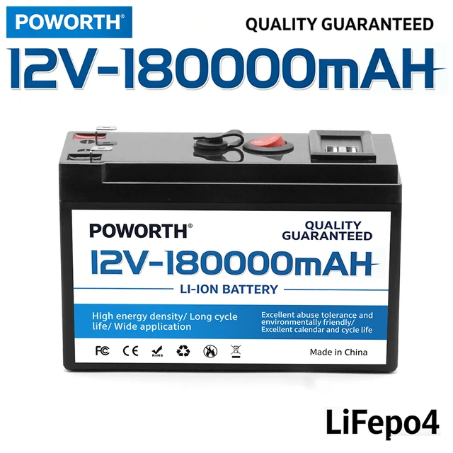 Batterie rechargeable 12V 🔥 Batterie solaire 180AH avec BMS - Optimisée pour les systèmes solaires domestiques, les vivages hors réseau, les camping-cars et les bateaux électriques 1